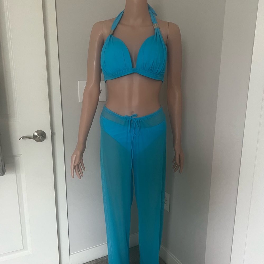 Venue turquoise mesh cover up bottoms. Sz Large- NWOT.